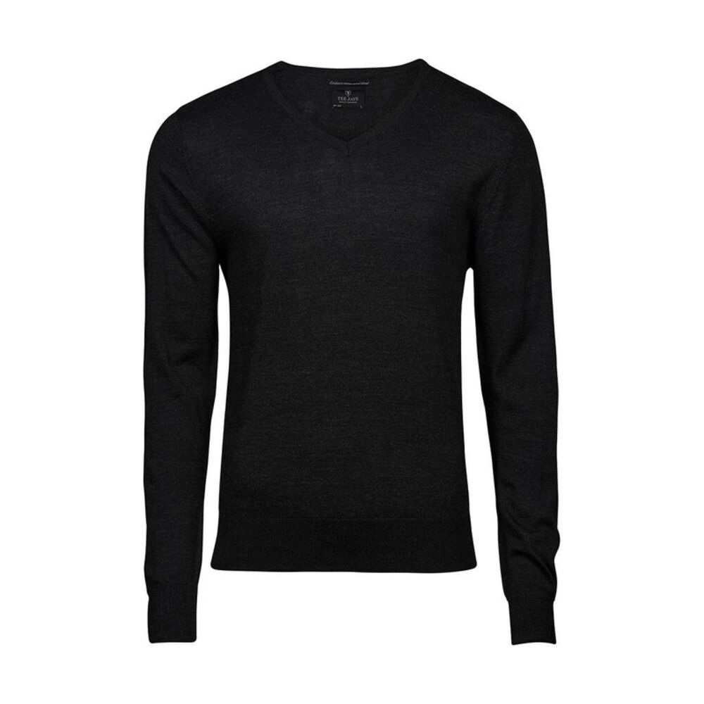 Tee Jays Mens Merino Blend V Neck Sweater / Black